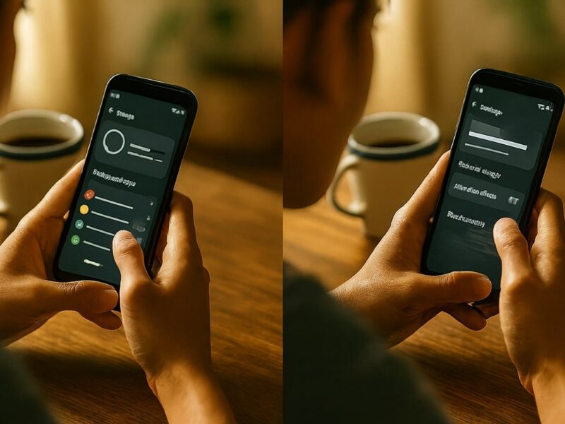 Gambar orang mengoptimalkan pengaturan untuk cara mempercepat HP Android lama, membersihkan memori dan menurunkan animasi agar ponsel tidak lemot.