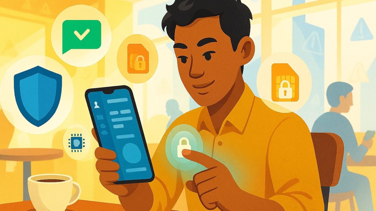 Pengguna Indonesia mengamankan mobile banking dengan biometrik, device binding, dan notifikasi push.