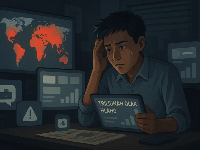 Ilustrasi korban penipuan online 2025 di Indonesia yang terdampak kerugian triliunan rupiah